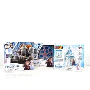 Disney Frozen Rumbling Rock Game, 3D Puzzle and Frosted Fishing Game Lot of 3